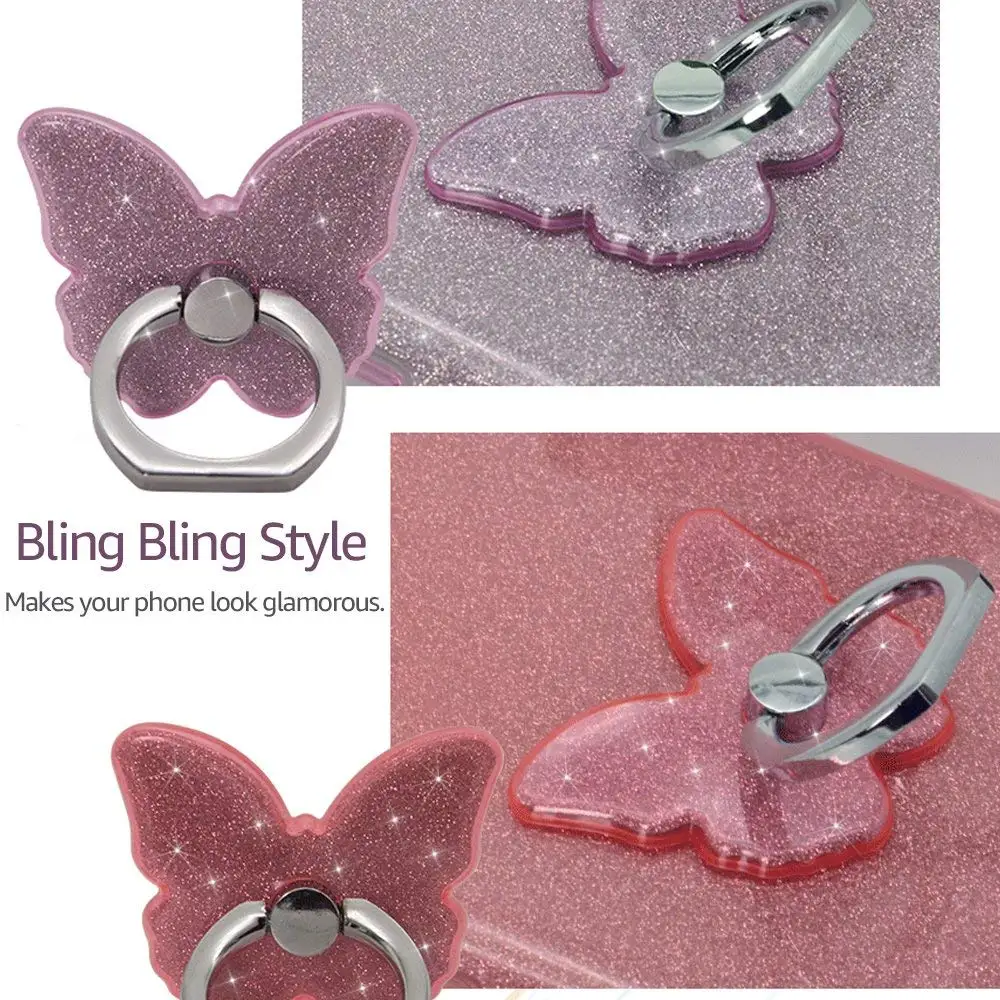 Ascromy Phone Ring Stand Holder Butterfly Bling Glitter Universal 360 Degree Grip for SmartPhones iPhone 7 Xiaomi Huawei Samsung (5)