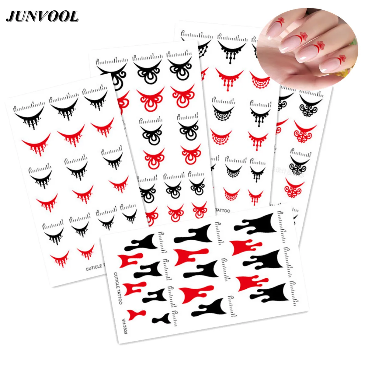 5pcs Cuticle Tattoo Nail Art Stickers Water Transfer Temporary Decals