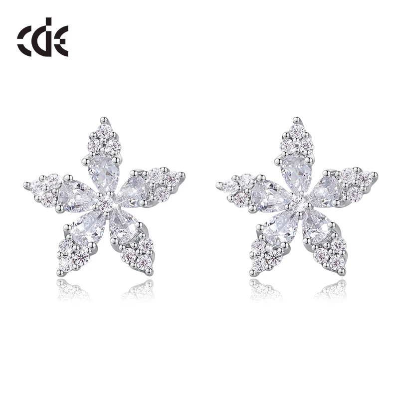 

CDE 925 Sterling Silver Earrings For Women Snowflake Zircon Earrings Sterling Sliver Jewelry Bijouterie Earring Bijoux Femme