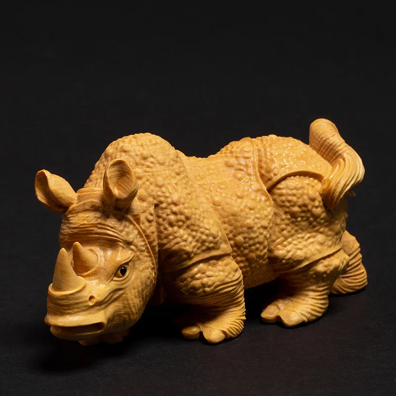 

Wenzhou rhinoceros wood carving Rhino Skull home accessories creative crafts solid living room animal ornaments
