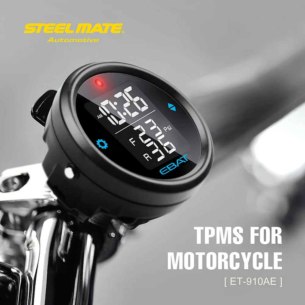 Steelmate EBAT ET-910AE Motorcycle TPMS Tire Pressure Monitor System 2-sensor Wireless LCD Display Moto Alarm System Steel mate Steelmate EBAT ET-910AE Motorcycle TPMS Tire Pressure Monitor System 2-sensor Wireless LCD Display Moto Alarm System Steel mate