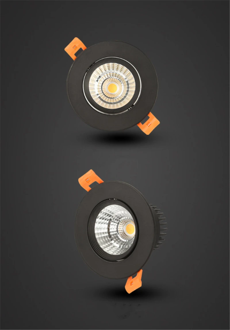 Светодиодный потолочный светильник черный Корпус встраиваемые светильники с драйвером cob лампочка дневного света 6500 к теплый белый 3000 4000 AC