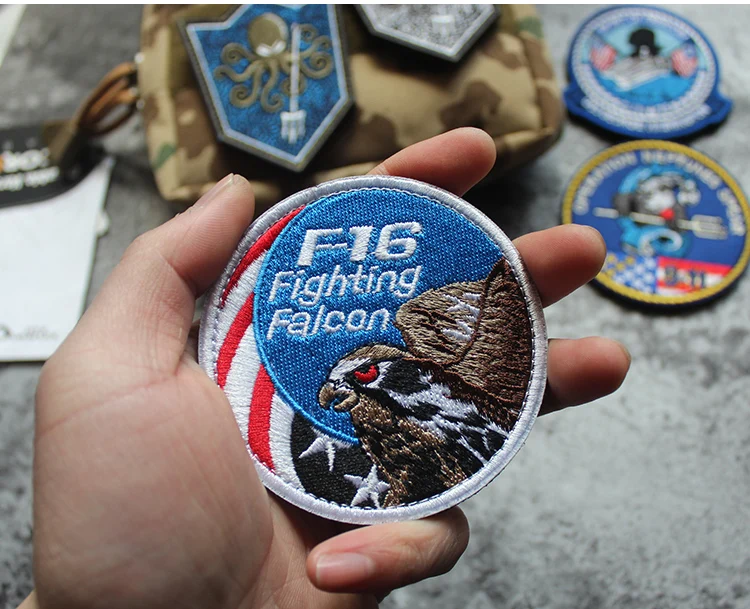 США вышивка боевой дух Волшебная наклейка F16 Боевой сокол США Джордж Нептун копье действие Тактический значок патч