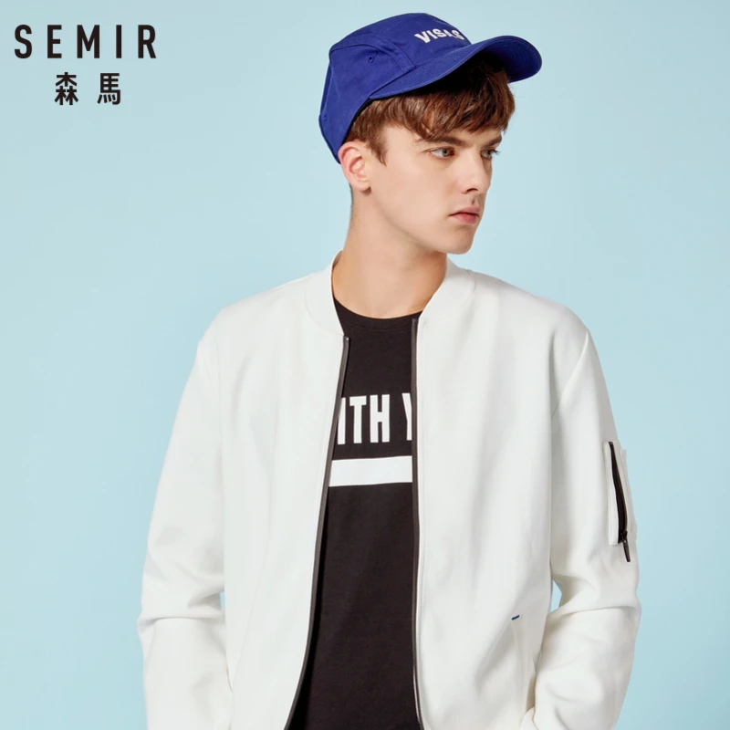 

SEMIR Men Baseball Jacket with Full Zip Men's Sports Zip Jacket with Slant Pocket Ribbing at Cuff and Hem Streetwear for Autumn