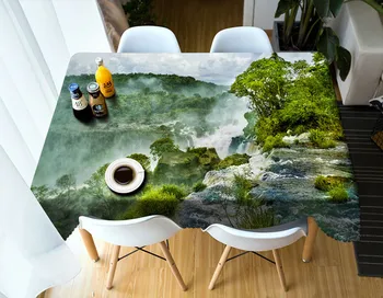 

Deluxe table cloth Waterproof 3D rectangular tablecloth party round table cloth customized size waterfall Cushion cover