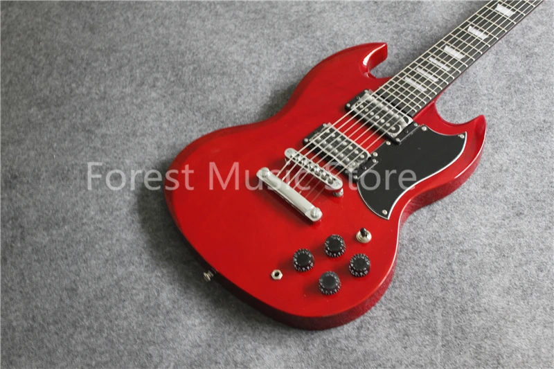 

100% Real Pictures Cherry Finish 7 Strings Suneye SG Electric Guitars China OEM Left Handed Custom Available