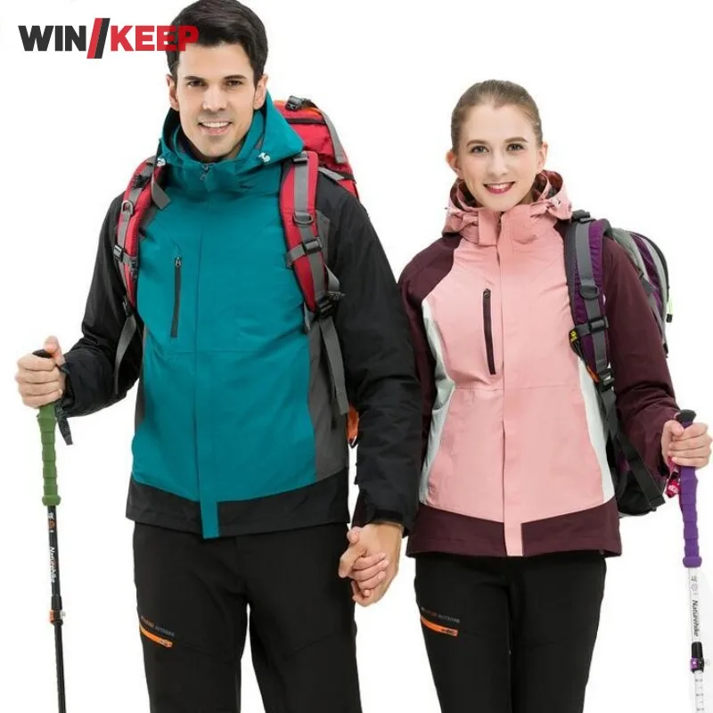 

High Quality Thermal Lovers Mountain Clothes Inside Down Jacket Two Pieces Hiking Jacket For Men Women Outdoor Sports Overcoat