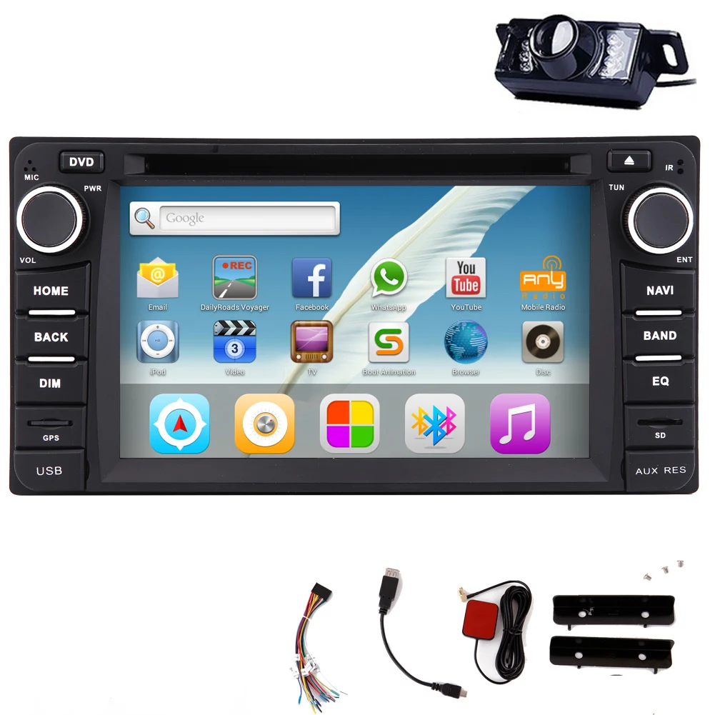 Android 5.1 Stereo Sub USB OBD2 Logo Car DVD 2Din HeadUnit 1080P Auto