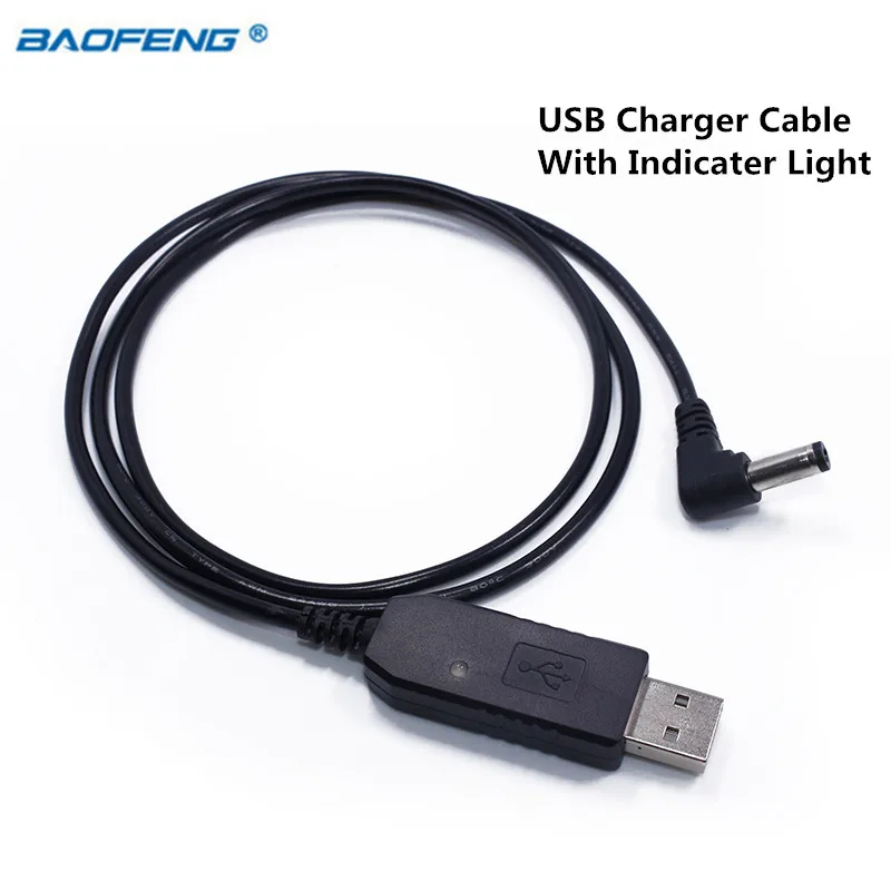 

Baofeng Portable USB Charger Cable with indicator light for Baofeng UV-5R,UV-82,BF-F8HP,GT-3,UV-9R Plus Walkie Talkie Ham Radio