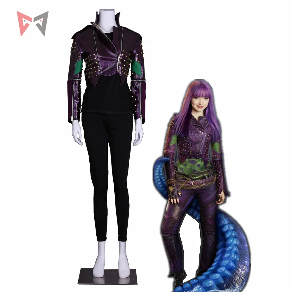 

MMGG Descendants 2 cosplay Mal Cosplay costume purple Leather coat punk style rivet jacket Custom Made size party top