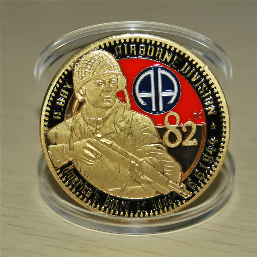 

50pcs/lot, DHL free shipping, D.Day June 1944 gold plated challenge coin 82nd Canadian souvenir coin Canada commemorative coins