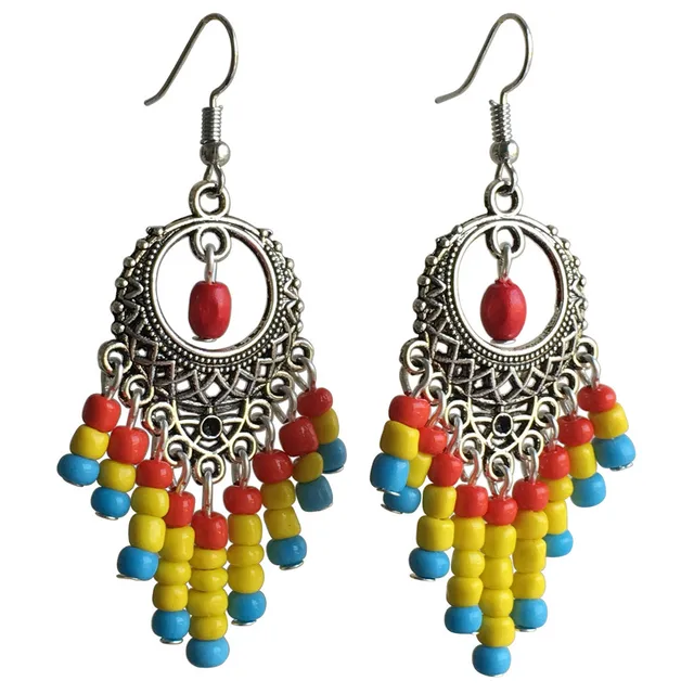 2017 New Pattern Fashion Bohemia Style Earrings Eardrop Handmade 2017 New Pattern Fashion Bohemia Style Earrings Eardrop Handmade Tibetan Silver Colorful Beads Tel Dangle Earring