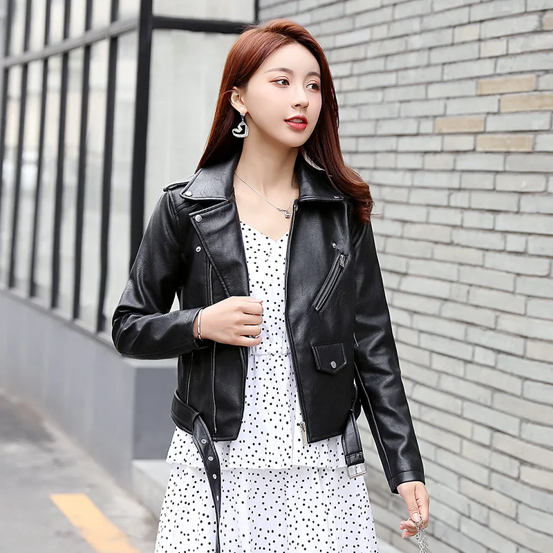 Gothic Faux Leather Jacket Women's Winter Autumn Motorcycle Jacket Black Jacket Faux Leather PU Jacket