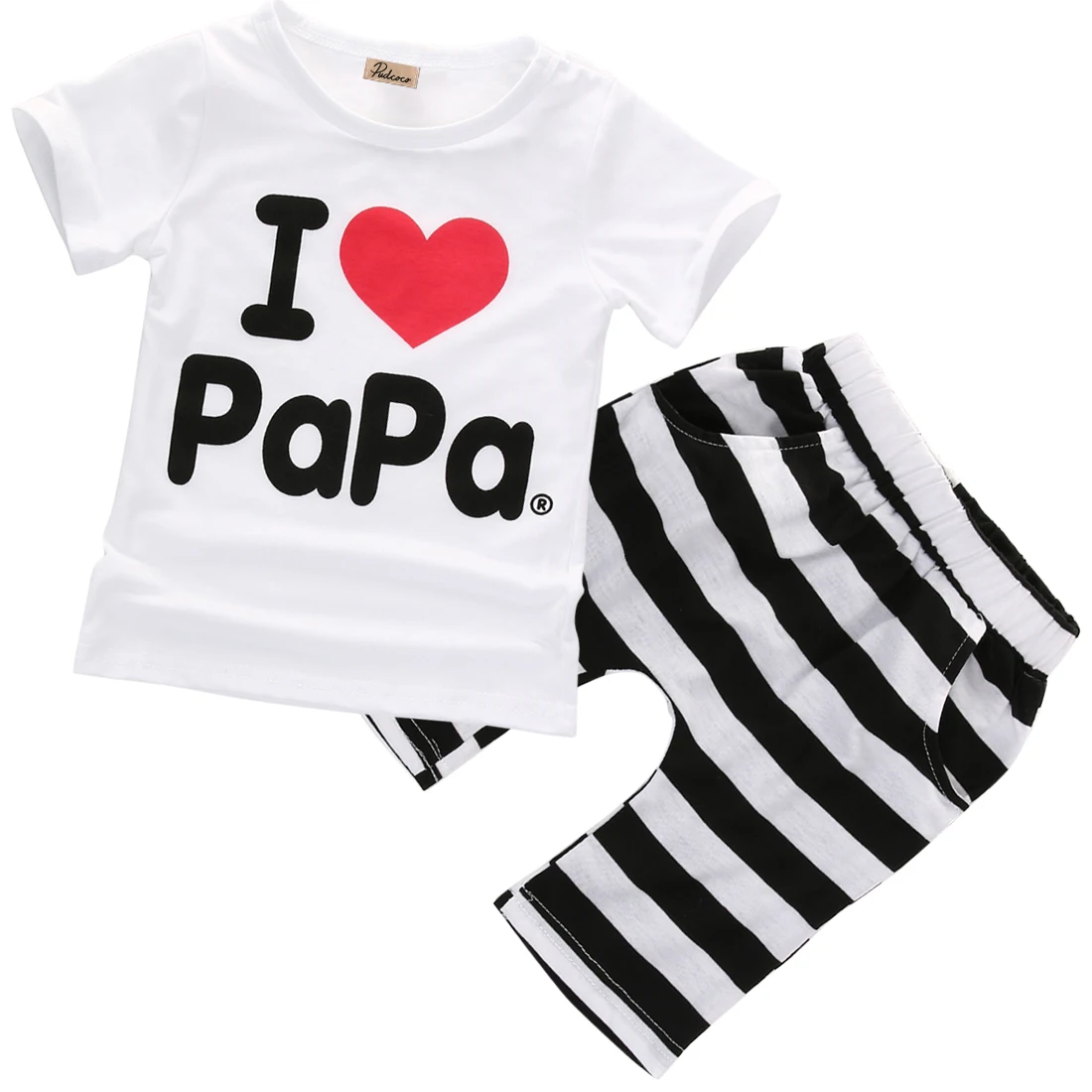I Love Mama/Papa Toddler Infant Baby Boy Girls Clothes Set Tops+Pants