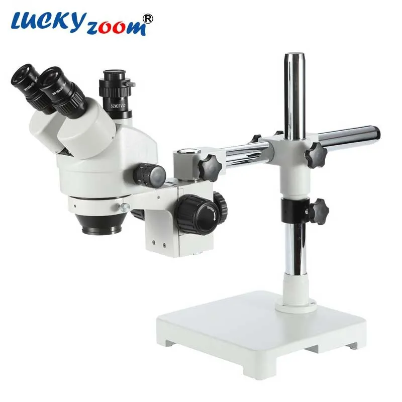 Lucky зум бренда 3.5X-90X Simul фокус Одноместный Boom Stand Тринокулярный Стерео микроскоп+ 56 кольцо LED подсветка Свет