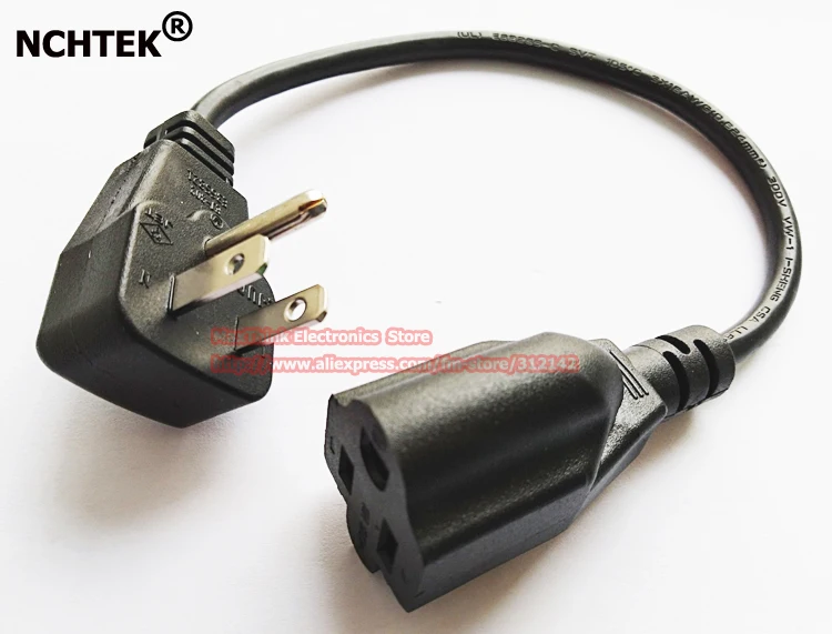 NCHTEK USA /American 3pin Short Flat Plug Power Cord Nema 5-15P to 5-15R Female Extension Cable/Free shipping/2PCS | Обустройство