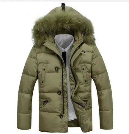 Winter Jacket Men Coats Thick Warm Casual Fur Collar Down Coat Winter Windproof Hooded Outwear Men
