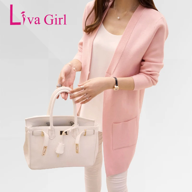 Длинный женский кардиган LIVA GIRL Осень-зима 2020 с длинным рукавом облегающий свитер