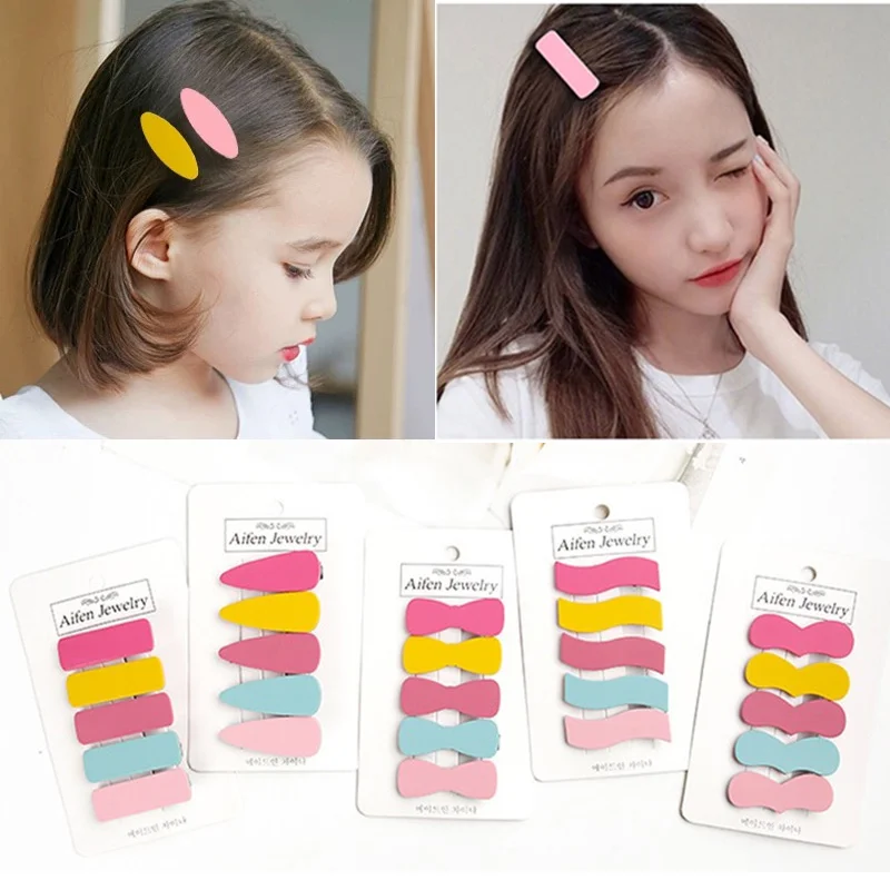 

5pcs/card Fashion New Women Hairpin Children Colorful Barrettes Korean Hair Clip Girls Kids Cute Chic Hair Accessories Headwear