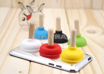 

6Pcs/lot Mini Plunger Holders Sucker Stand For Cell Phone Toilet Shape Phone Sucker Tablet Holder sent random