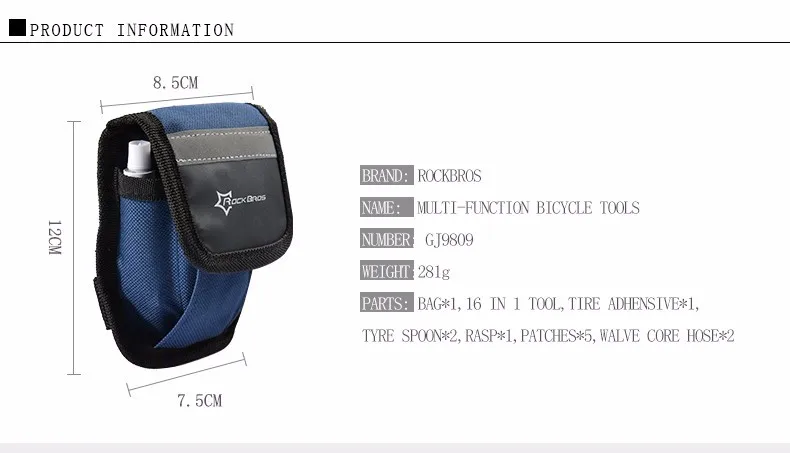 28ROCKBROS Multi-function Bicycle Repair Tool MT Road Bike Rack Portable Tool Bag Cycling Repair Kit Set Hex Wrench Pump Tool Box