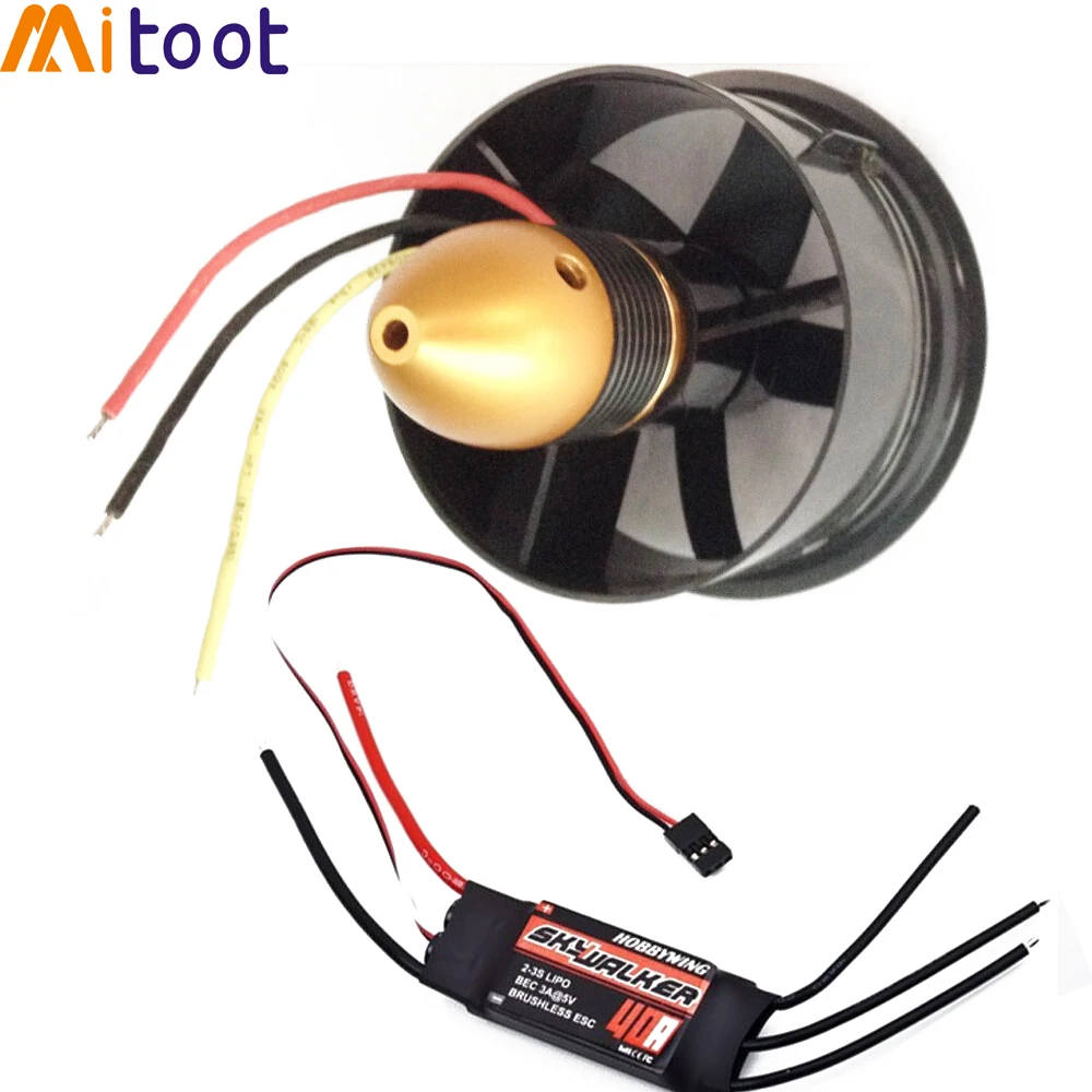 

64mm Ducted Fan 5 Blades + 4500KV 320W Brushless Motor Model Airplane Fan with Hobbywing Skywalker 40A ESC