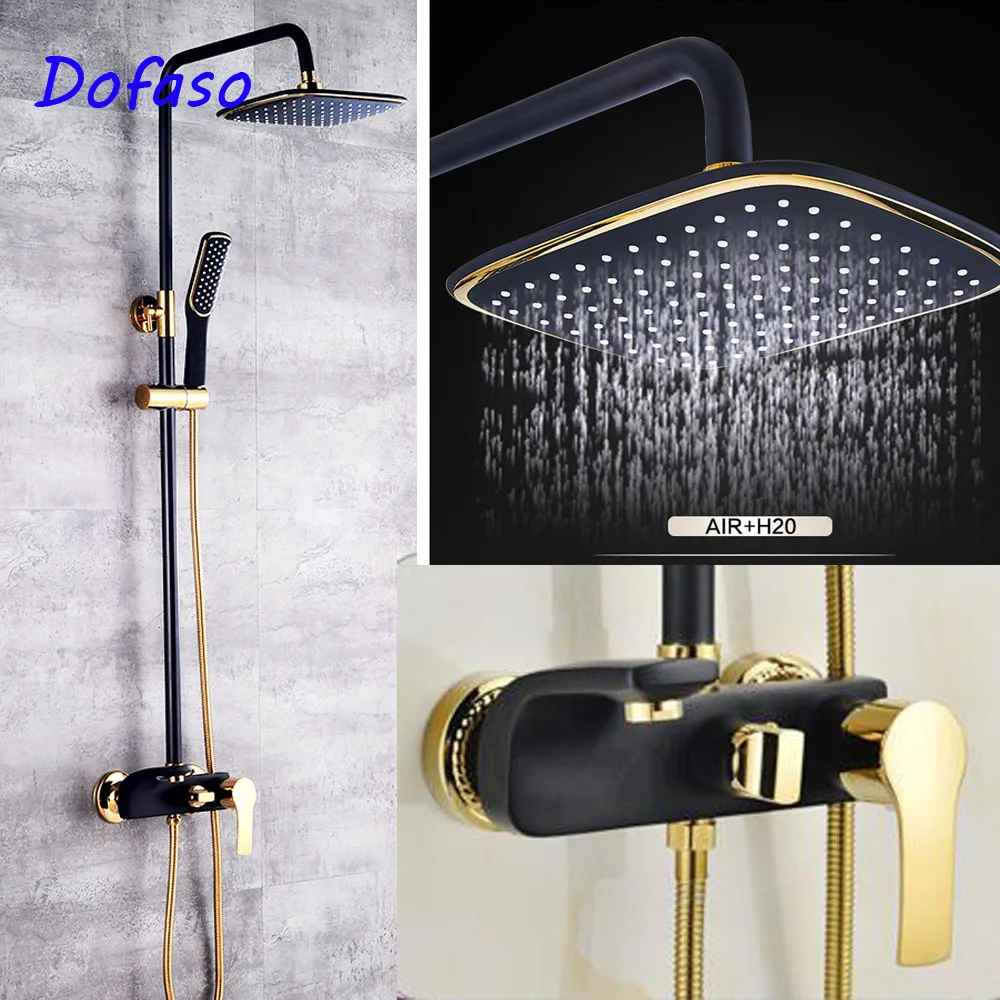 Dofaso Retro European Bathroom Rainfall Shower Set White And Gold Shower Mixer Faucet Shower Black Set Antique Shower Equipment Aliexpress