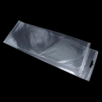 

12*65cm Clear Self Adhesive Packaging Bag Women Wigs Storage OPP Bag Hang Hole Display Poly Package Pouch For Boutiques Supplies