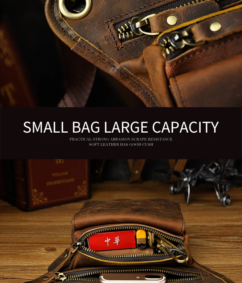 Оригинальная кожаная мужская коричневая Повседневная модная маленькая сумка через плечо дизайнерская сумка на пояс для путешествий мужская сумка 211-3-d
