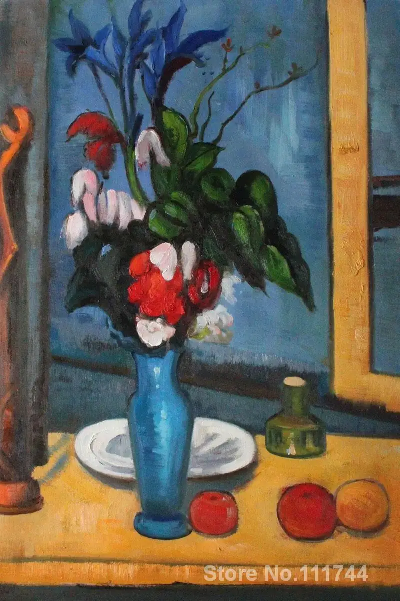 

oil painting still life flower Le Vase Bleu by Paul Cezanne art for sale Hand painted High quality