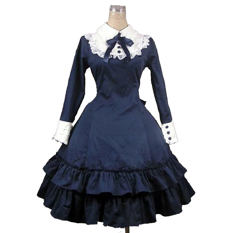 Long Sleeve Gothic Lolita Dress Bow Tie 