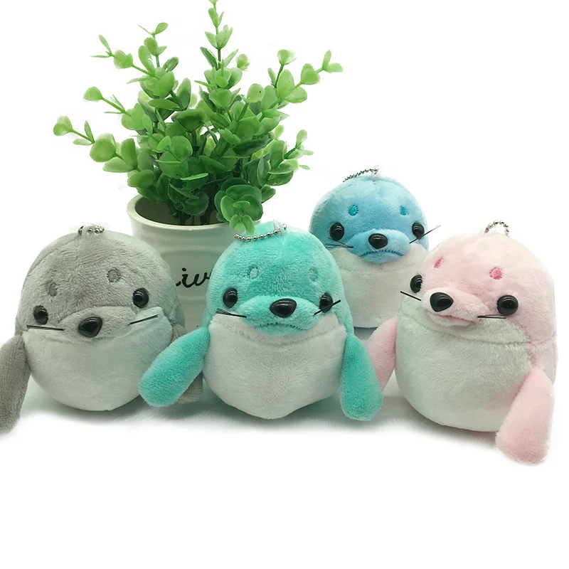 

10cm Cute Seal Plush Pendant Toys Mini Bag Backpack Keychain Stuffed Animals Doll Kids Toys for Children Girls Birthday Gift