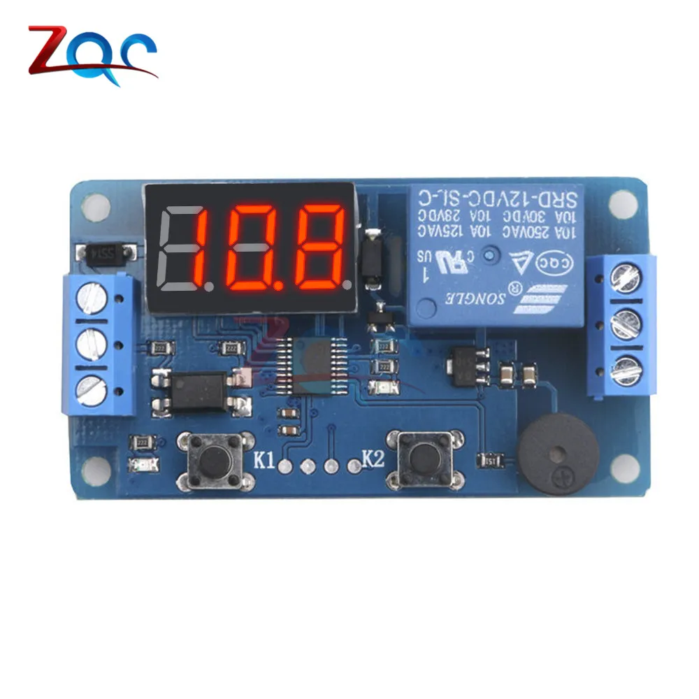 

Digital LED Display Time Delay Relay Module Board DC 12V Control Programmable Timer Switch Trigger PLC Automation Car Buzzer
