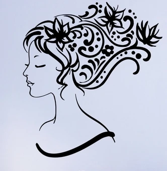 

Beauty Salon Vinyl Wall Decal Sexy Girl Abstract Hair Salon Flower Barbershop Mural Art Wall Sticker Shop Room Decoration