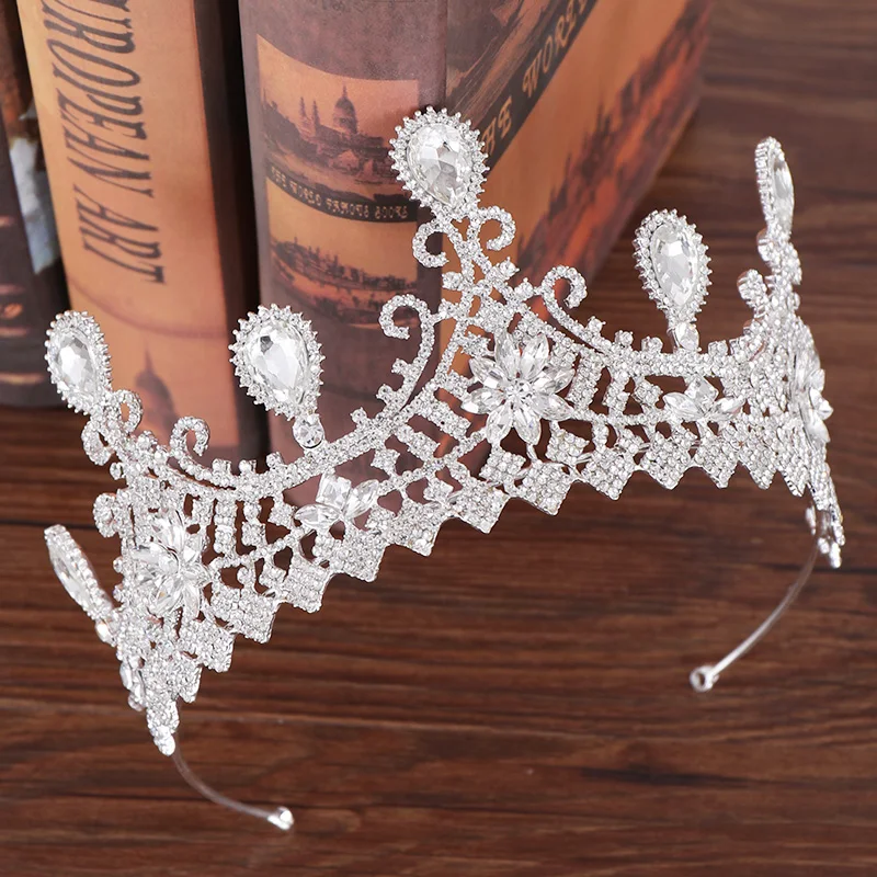 Новейшая Хрустальная корона, тиара, свадебные аксессуары для волос, Хрустальная тиара, свадебная корона, серебряный головной убор, роскошная жемчужная тиара, диадема