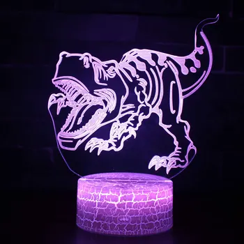 

Tyrannosaurus 3d Small Night Lights Led Remote Touch Control Seven Color Creative Gift 3d Light Fixtures
