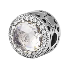 DIY подходит для бусины Pandora Браслеты сияющее сердце клип Подвески с прозрачным CZ стерлингового серебра 925-ювелирные изделия