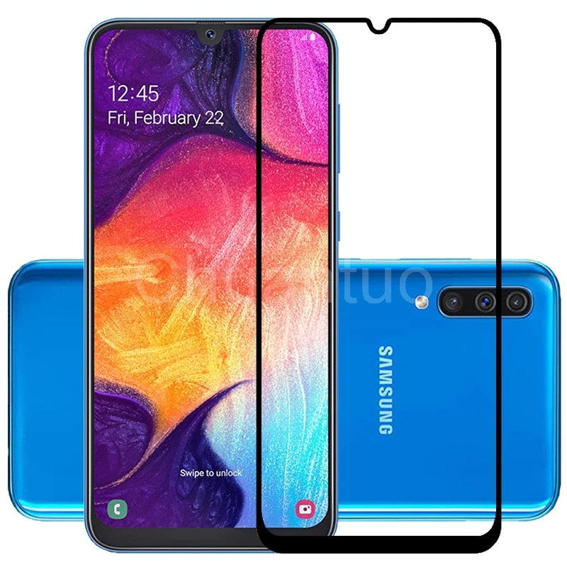 25 шт./лот полный охват Экран протекторы для samsung Galaxy A50 A505F A505D A505 защитная пленка против механических повреждений экрана закаленное Стекло