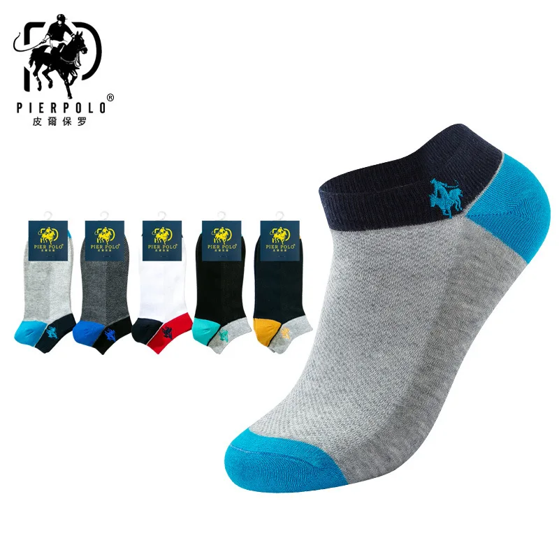 Модные поло хлопковые короткие носочки по щиколотку для мужчин, 10 шт. = 5 пар/лот, высокое качество, бизнес бренд, повседневные забавные мужские носки - Цвет: G14 mix 5 colors