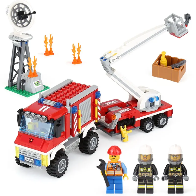 

LEPIN 02083 Fire Utility Truck City Firefighter Figure Ladder Fire Engines Boy Building Blocks Bricks Compatible legoing 60111