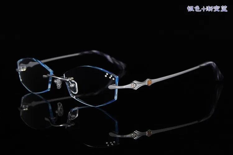 Очки алмазные женские Алмазные обрезные очки без оправы титановые с пресбиопии готовые очки цвет оправы 87