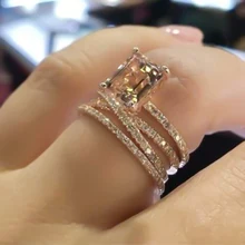 1 шт. сияющее шампанское Морганит Кристалл многослойное кольцо для пальцев ювелирные кольца для женщин подарок для девочек