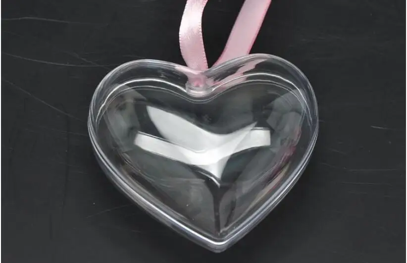 60 мм Пустой Рождественский шар в форме сердца, прозрачный пластиковый декоративный шар DIY, товары для свадебной вечеринки