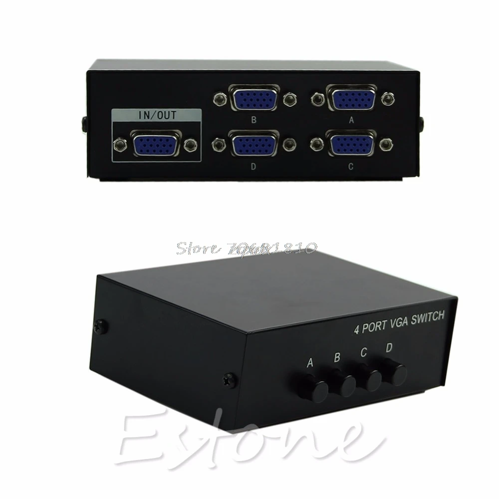 4 Port VGA SVGA Monitor Sharing Switch Box 4 In 1 Out For LCD PC TV Monitor New Z09 Drop ship 4 Port VGA SVGA Monitor Sharing Switch Box 4 In 1 Out For LCD PC TV Monitor New Z09 Drop ship