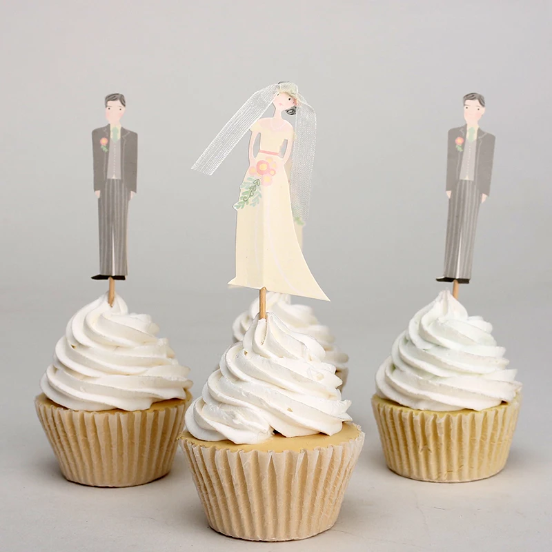 

Bride and Bridegroom Cake Topper Pink Heart Fruit Picks Wedding Wish Muffin Topper Pickers Party Food Supplies DEC074
