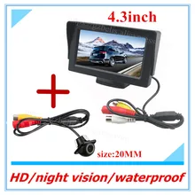 Freeshipping 4.3inch TFT LCD auto dispaly Car Rear View Monitor Rearview Backup Monitors DC 12V 2 Video Input for Reverse Camera
