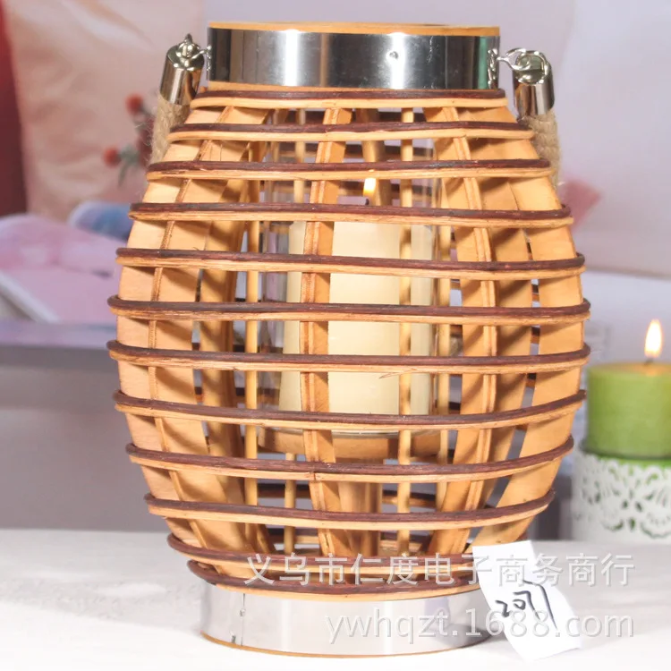 Handmade rattan factory direct new portable wooden candlestick wedding candelabra home Decoration