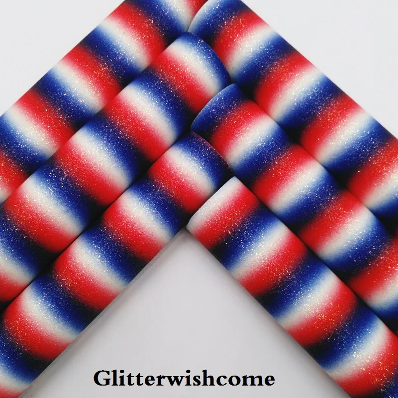 

Glitterwishcome 21X29CM A4 Size Vinyl For Bows Red White Blue Printed Stripes Glitter Leather fabric Vinyl for Bows, GM239A