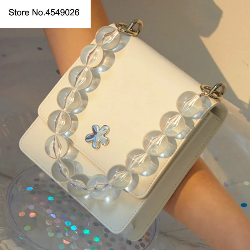

Spring and Summer 2019 New Designer Solid Color Beaded Portable Small Square Bag Clutch Famous Brand Women Waist HandBags