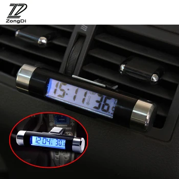 

ZD 1Pc Car air outlet thermometer electronic clock Blue backlit for Audi a4 b6 a3 Lada granta vesta BMW e46 e39 e36 accessories